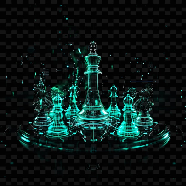 PSD jeu d'échecs sur un fond noir avec un jeu d' échecs vert et bleu
