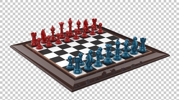 PSD jeu d'échecs isolé sur fond transparent illustration de rendu 3d