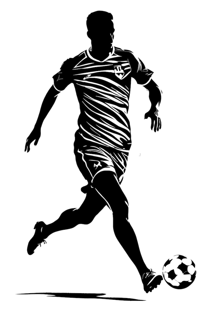 PSD jeu de football défi sportif illustration style de silhouette