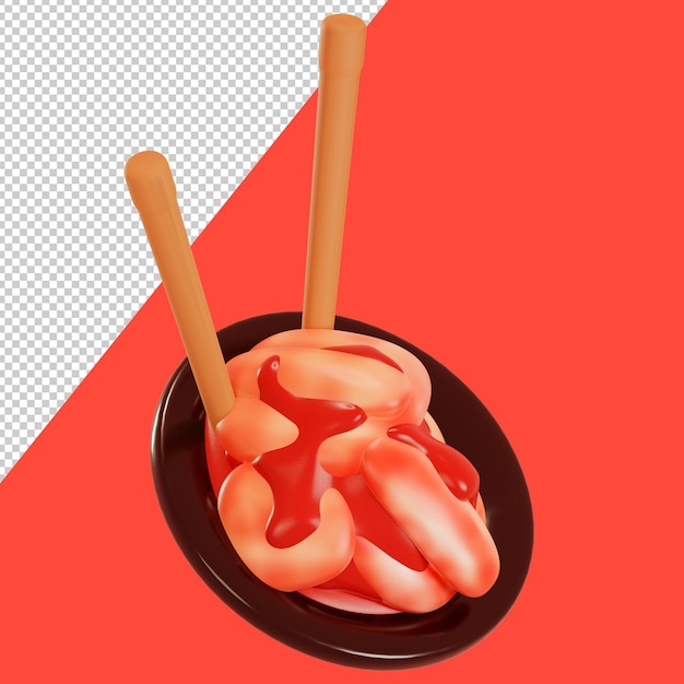 PSD jeu d'icônes 3d de cuisine asiatique