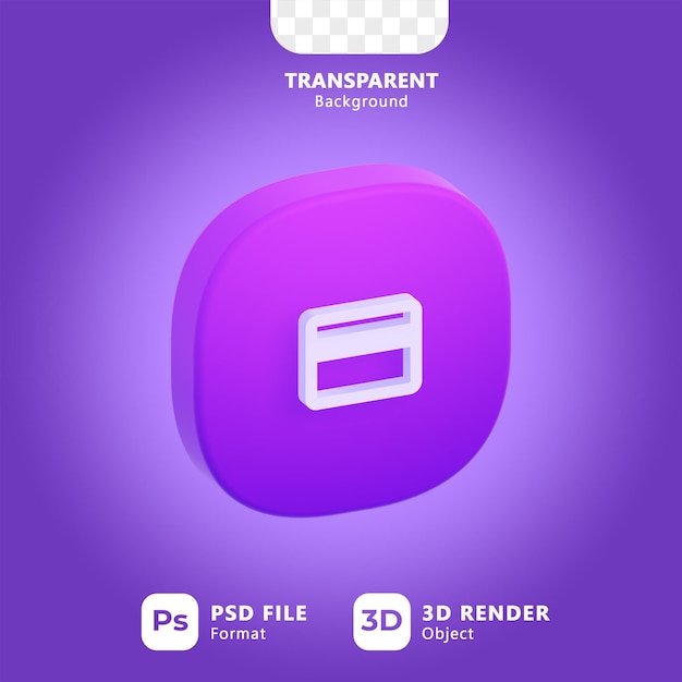 PSD jeu d'icônes de commerce électronique 3d de carte de crédit éléments d'interface utilisateur dégradé violet