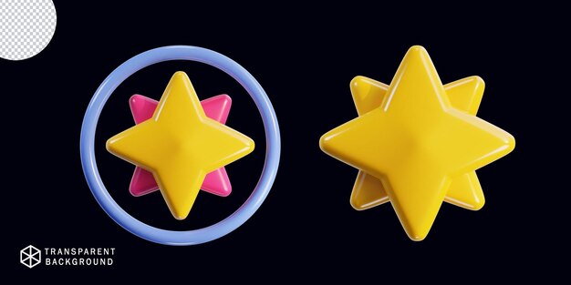jeu d'icônes étoile brillante jaune rendu 3d