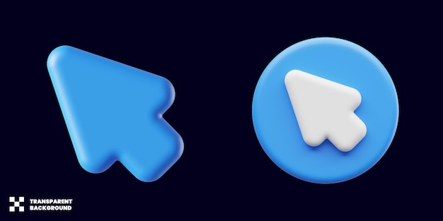 Jeu d'icônes de flèche de curseur dans un rendu 3D minimaliste