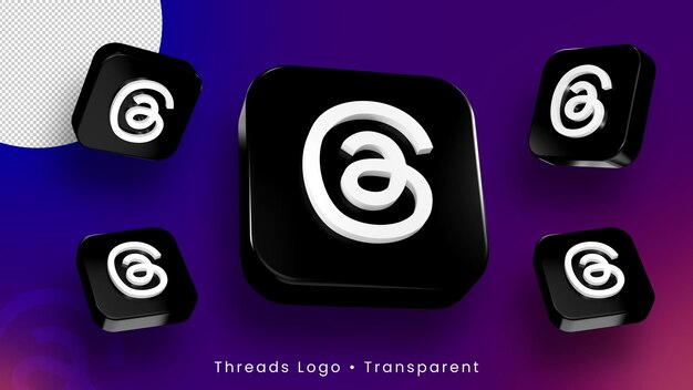 Jeu D'icônes De Logo 3d De L'application Threads