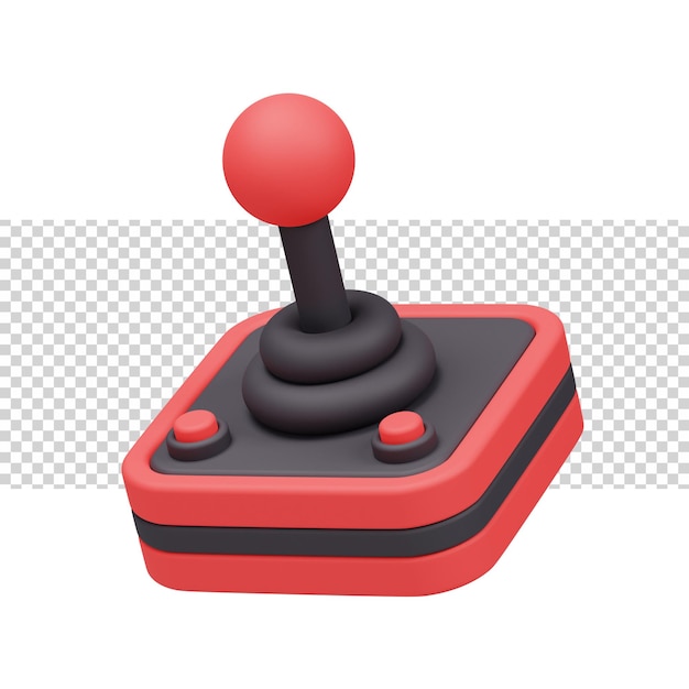 PSD jeu de manette de jeu amusant rétro avec couleur rouge et noire dans une icône de rendu 3d de conception simple