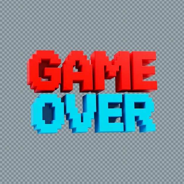 Jeu pixelé rouge sur le texte au-dessus de jeu pixelé bleu sur le texte sur un fond png