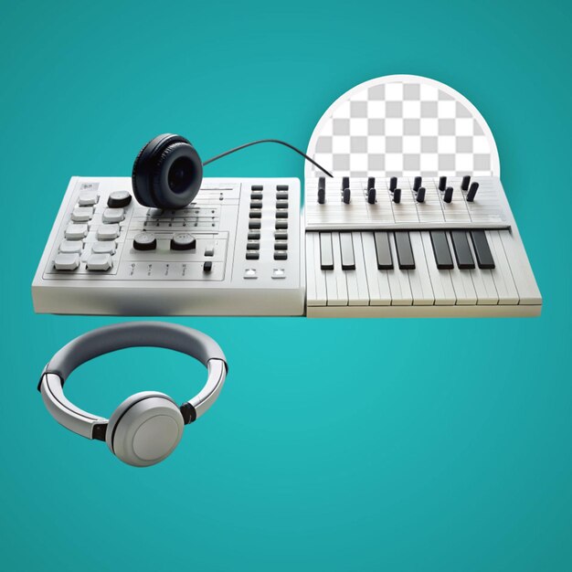 PSD jeu de production de musique contrôle de mélangeur midi piano clavier tablette ordinateur portable et écouteurs dj noirs
