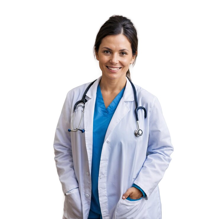 PSD une jeune et attrayante docteur sur fond png