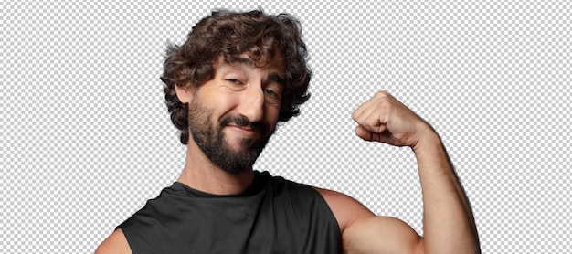 jeune barbu fou homme de fitness concept sportif