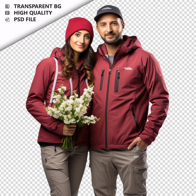 PSD jeune couple arabe romantique jour de la saint-valentin avec des fleurs arrière-plan transparent psd isolé