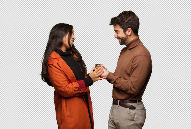 PSD jeune couple cool célébrant la saint valentin