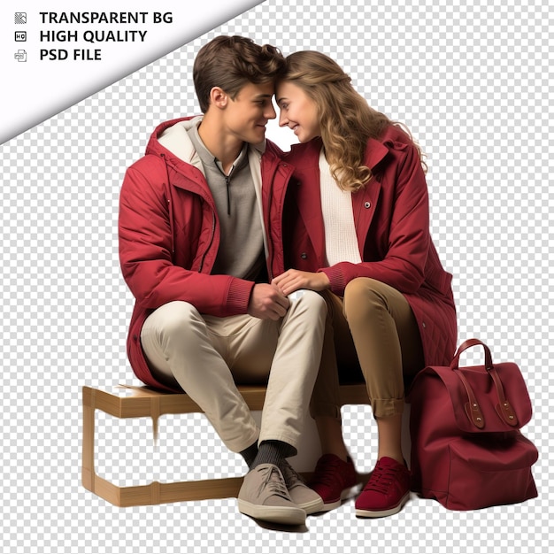 PSD jeune couple espagnol romantique jour de la saint-valentin avec cadeau pr arrière-plan transparent psd isolé.