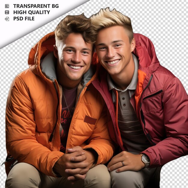 PSD jeune couple gay romantique jour de la saint-valentin avec cadeau busine arrière-plan transparent psd isolé