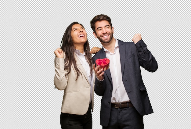 Jeune Couple En Saint Valentin Qui Ne Se Rend Pas