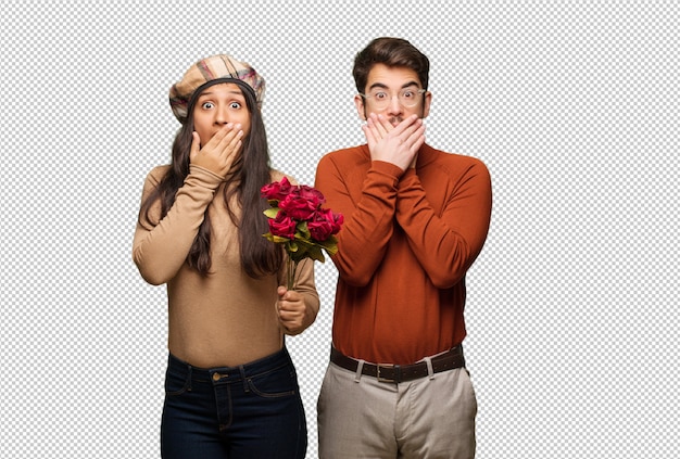 Jeune Couple En Saint Valentin Surpris Et Choqué