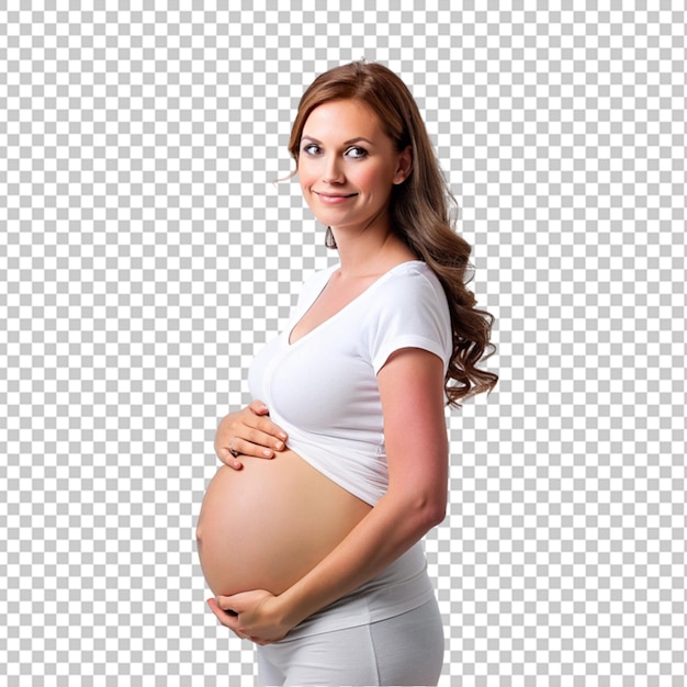 une jeune femme enceinte sur un fond transparent