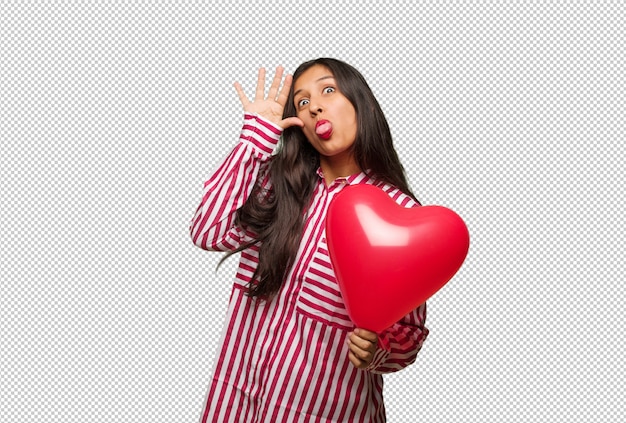 Jeune Femme Indienne Célébrant La Saint Valentin