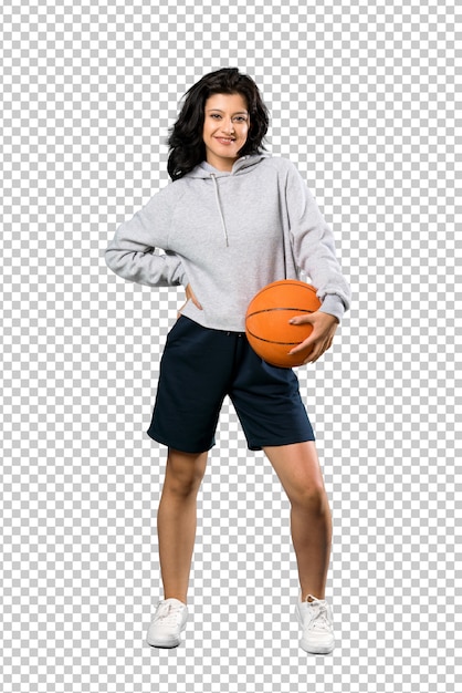 Jeune Femme Jouant Au Basketball