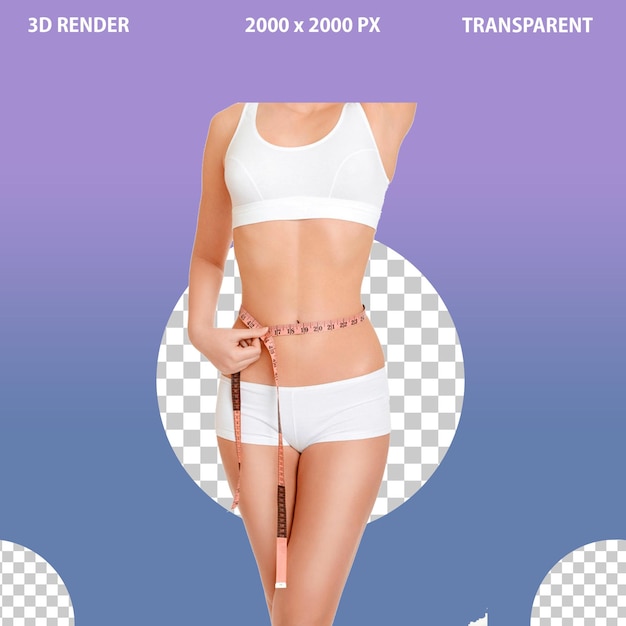 Une jeune femme montrant une perte de poids sur un fond transparent png