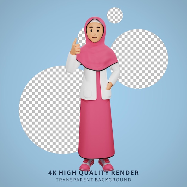 La jeune fille musulmane a eu une illustration de caractère 3D d'idée