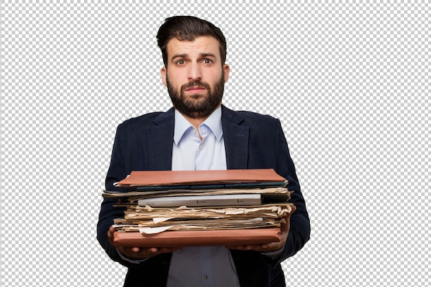 Jeune homme d'affaires avec des fichiers