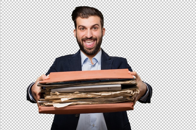 Jeune homme d'affaires avec des fichiers