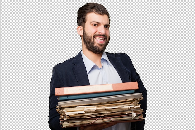 Jeune homme d'affaires avec des fichiers