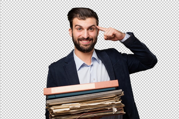 Jeune homme d'affaires avec des fichiers
