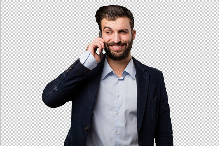 PSD un jeune homme d'affaires réfléchit.