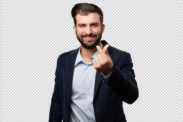 Jeune homme d&#39;affaires avec téléphone vintage