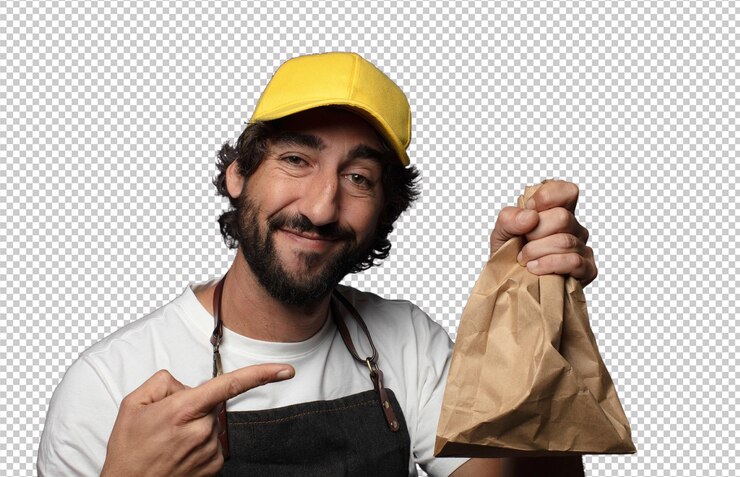 PSD jeune homme barbu adulte concept d'appel d'offres de magasin