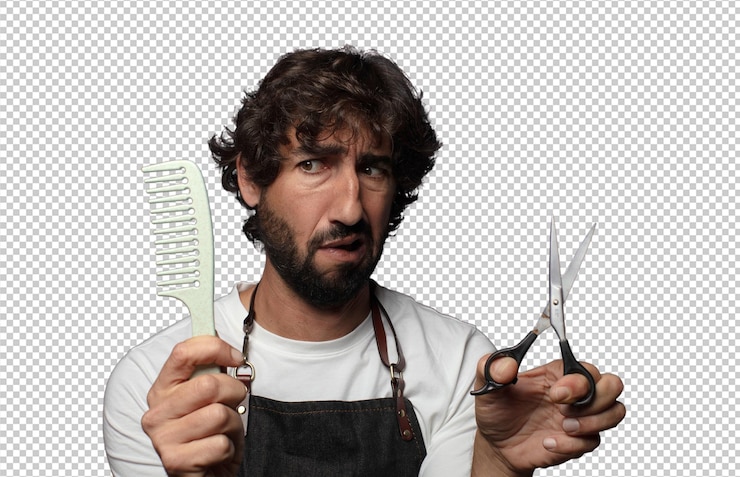 PSD jeune homme barbu adulte concept de barbier