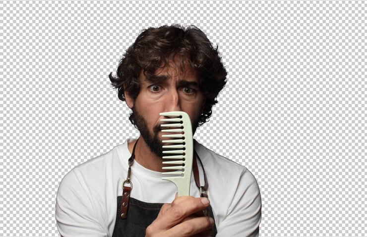 PSD jeune homme barbu adulte concept de barbier