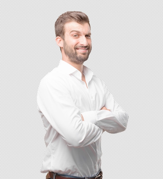 Un jeune homme beau dans une posture fière