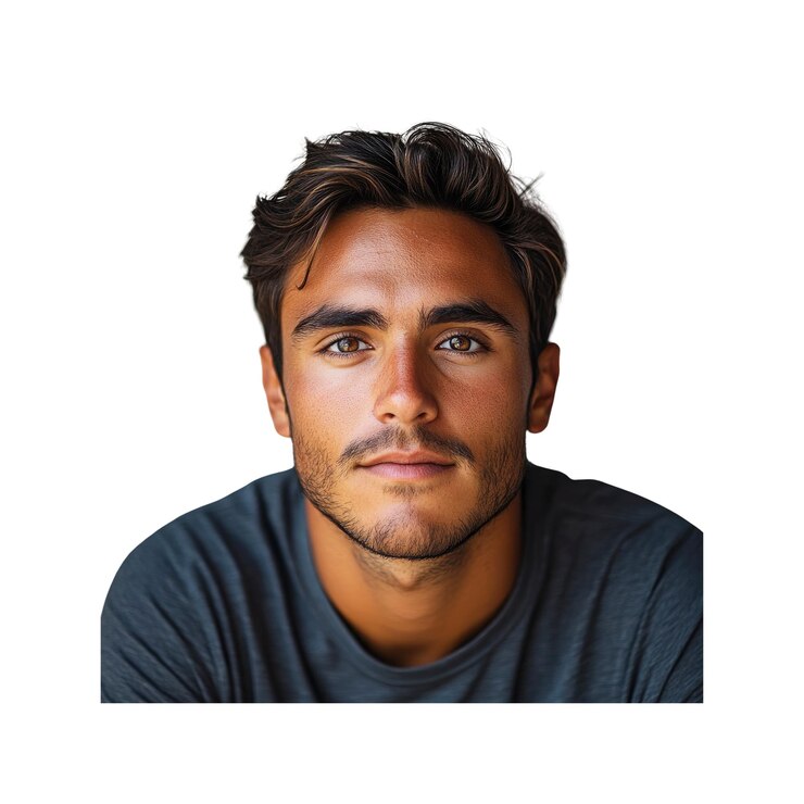 PSD un jeune homme beau avec une expression sérieuse