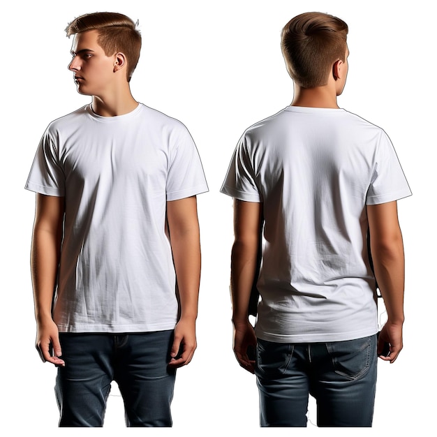 Un Jeune Homme Beau Portant Un T-shirt Blanc Décontracté