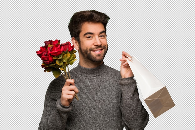 Jeune homme célébrant la Saint Valentin