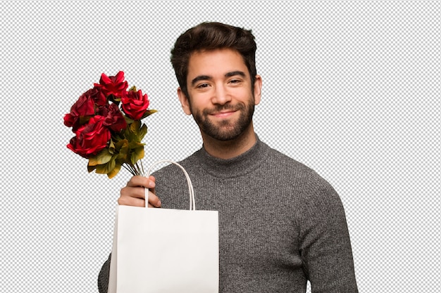 Jeune homme célébrant la Saint Valentin