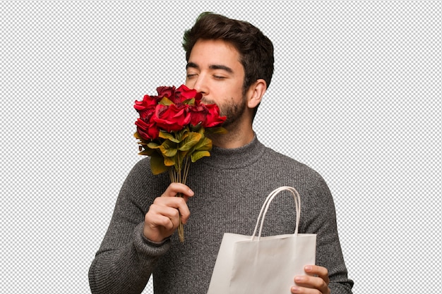 Jeune Homme Célébrant La Saint Valentin