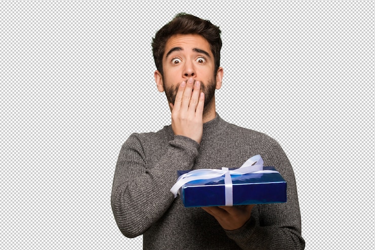 PSD jeune homme célébrant la saint valentin