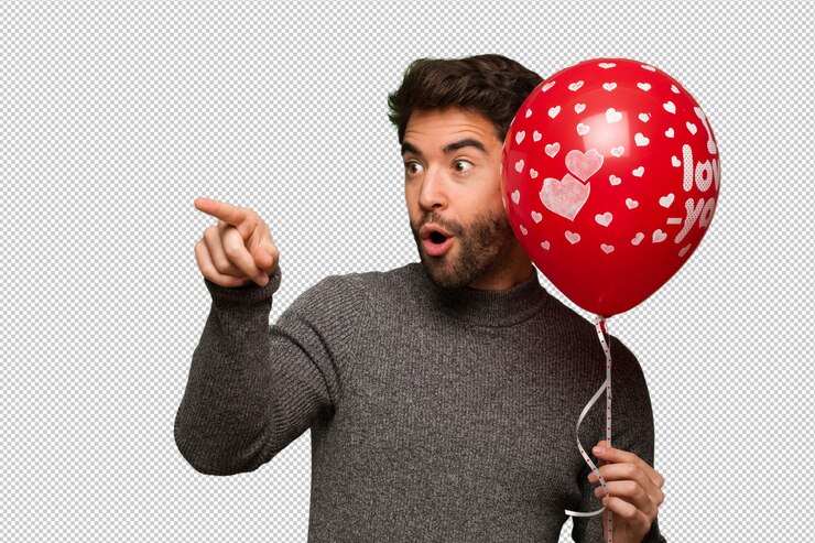 PSD jeune homme célébrant la saint valentin