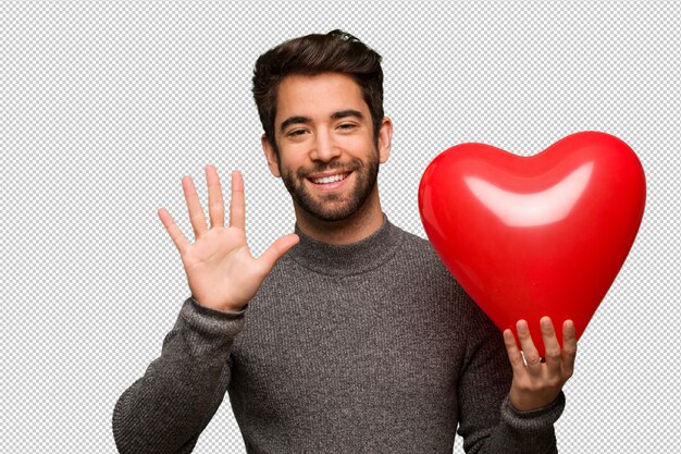 Jeune Homme Célébrant La Saint Valentin