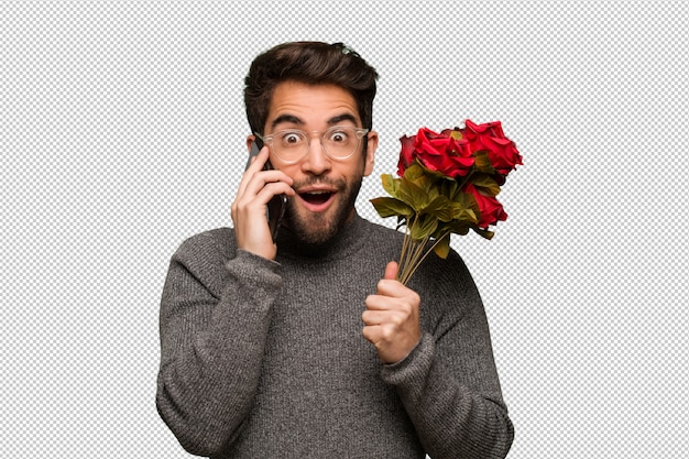 Jeune homme célébrant la Saint Valentin