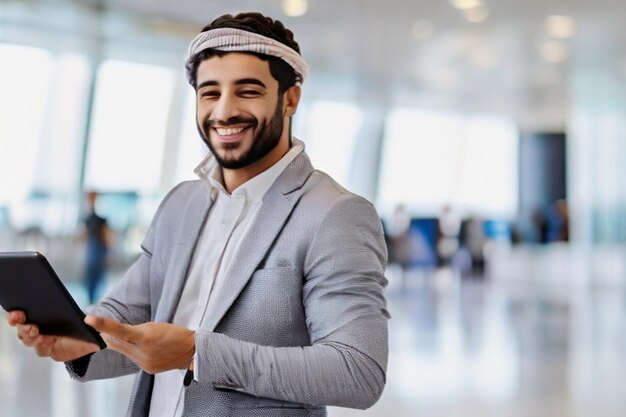 PSD jeune homme ou femme d'affaires heureux