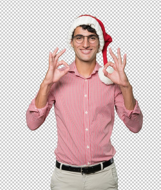 PSD jeune homme intelligent à noël