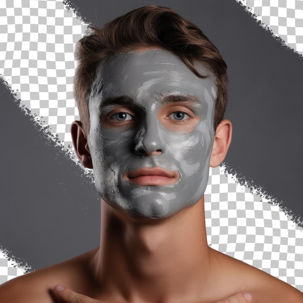 PSD jeune homme séduisant avec masque facial fond transparent