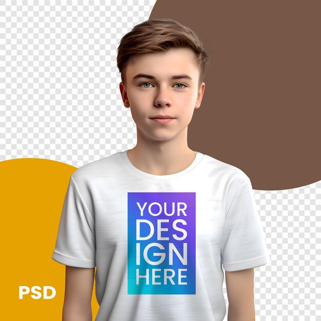 PSD jeune homme en t-shirt blanc mockup pour votre conception mockup psd