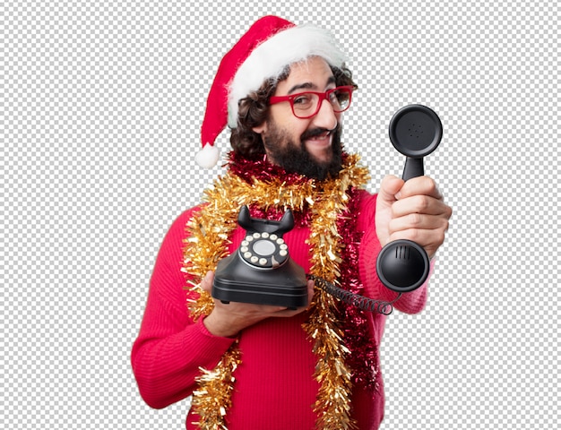 PSD jeune homme vacances de noël. exprimer des émotions et des concepts