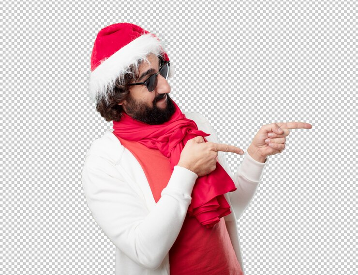 PSD jeune homme vacances de noël. exprimer des émotions et des concepts