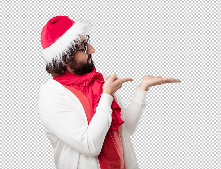 PSD jeune homme vacances de noël. exprimer des émotions et des concepts